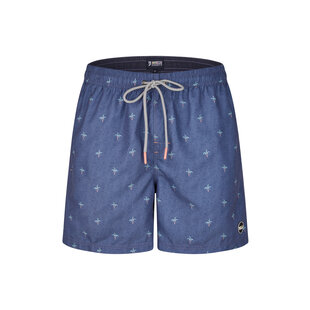 Happy Shorts Men's Swim Short Palms Dark Blue Print
