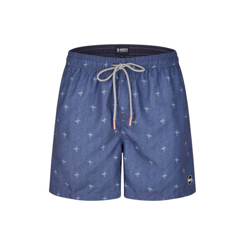 Happy Shorts Happy Shorts Heren Zwemshort Palmbomen Donkerblauw Print