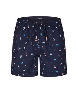 Happy Shorts Heren Zwemshort Strand Donkerblauw Print