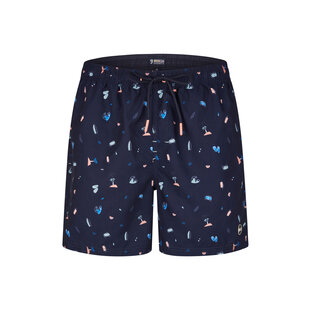Happy Shorts Heren Zwemshort Strand Donkerblauw Print