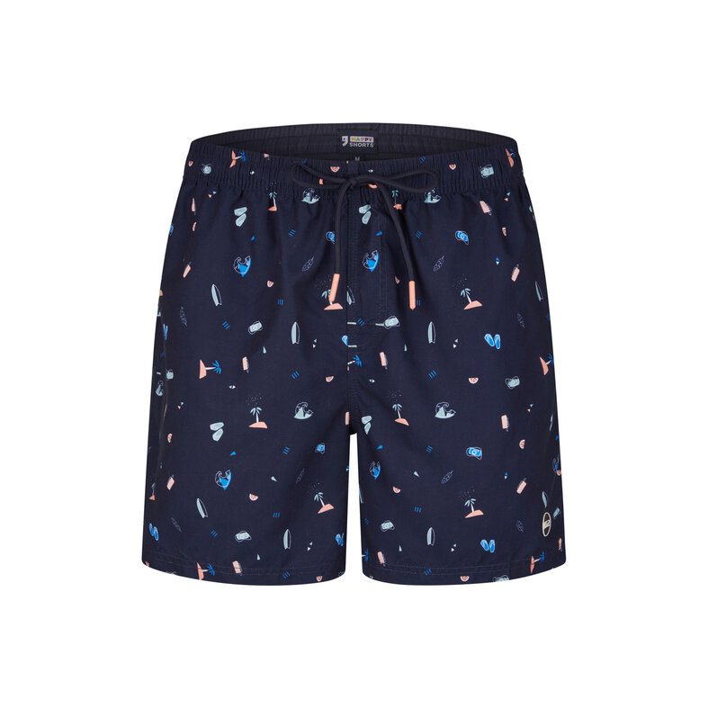 Happy Shorts Happy Shorts Heren Zwemshort Strand Donkerblauw Print