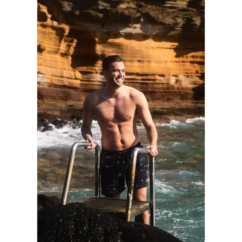 Happy Shorts Happy Shorts Heren Zwemshort Palmbomen Zwart Print