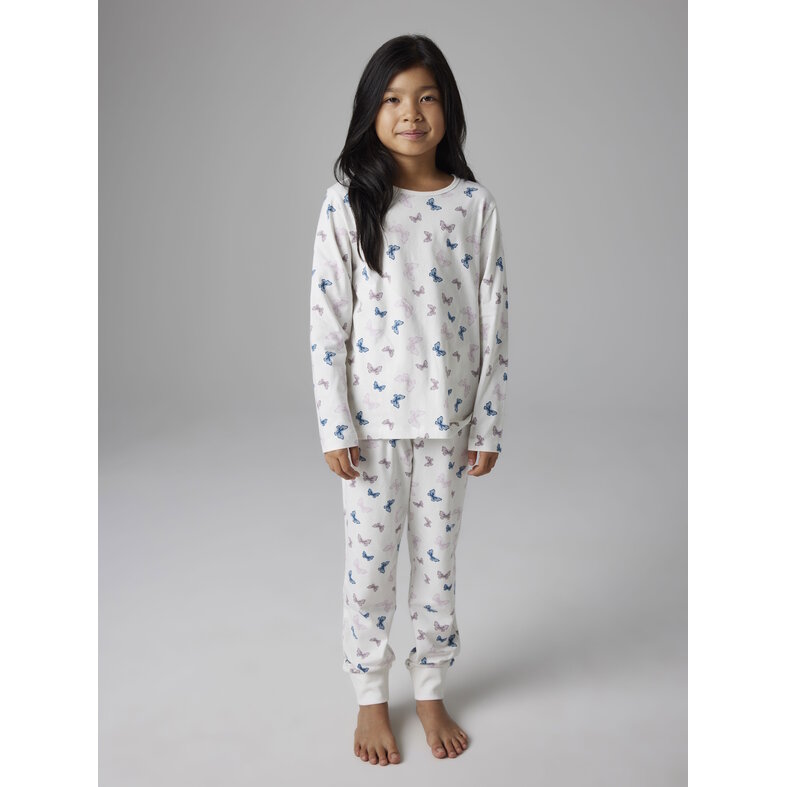 Name It Name It Meisjes Lange Pyjama Set NKFNIGHTSET Vlinder Print Crème