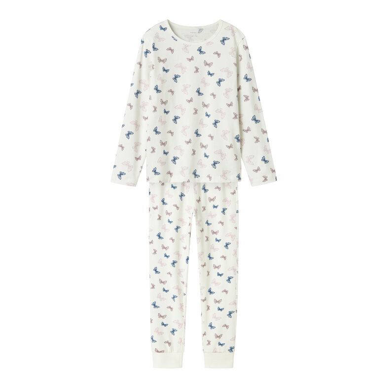 Name It Name It Girls Long Pyjama Set NKFNIGHTSET Butterfly Print Cream