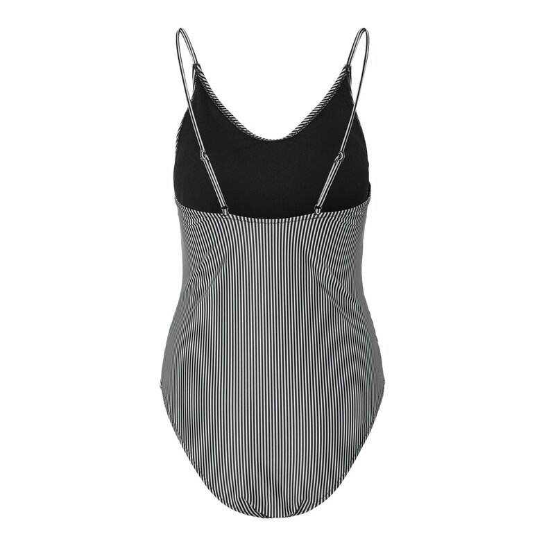 PIECES Pieces Ladies Swimsuit PCBAOMI Round Neckline Black/White Striped