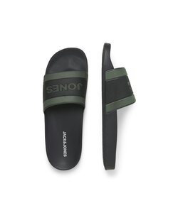 Jack & Jones Heren Badslippers JFWJARRED Antraciet/Donkergroen