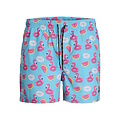 Jack & Jones Jack & Jones Men's Swim Short JPSTMAUI Flamingo Pool Party Light Blue/Pink