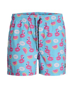 Jack & Jones Men's Swim Short JPSTMAUI Flamingo Pool Party Light Blue/Pink