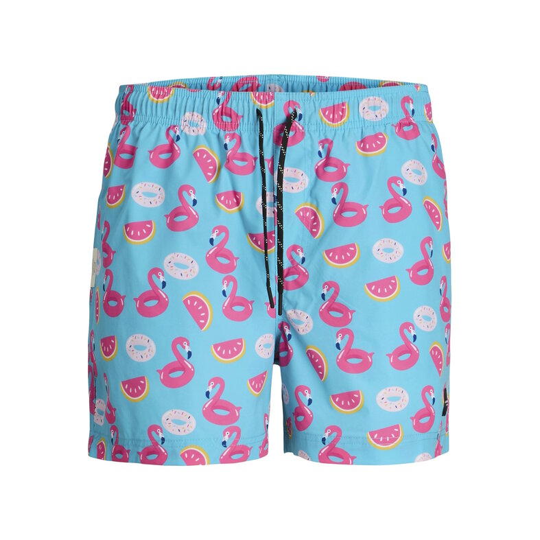 Jack & Jones Jack & Jones Men's Swim Short JPSTMAUI Flamingo Pool Party Light Blue/Pink