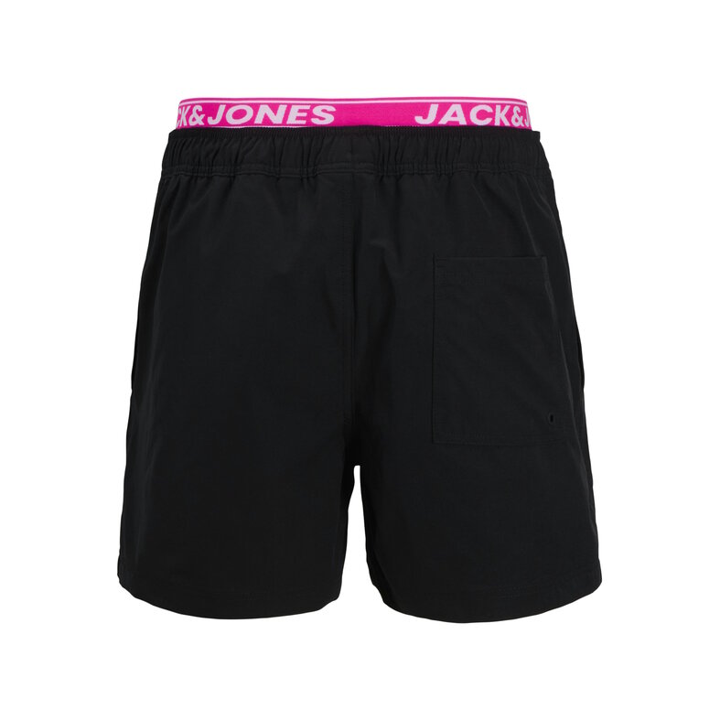 Jack & Jones Jack & Jones Men's Swim Short JPSTMAUI Neon Double Waistband Black/Pink