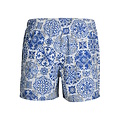 Jack & Jones Jack & Jones Men's Swim Short JPSTMAUI MATURE Azulejo Print White/Blue