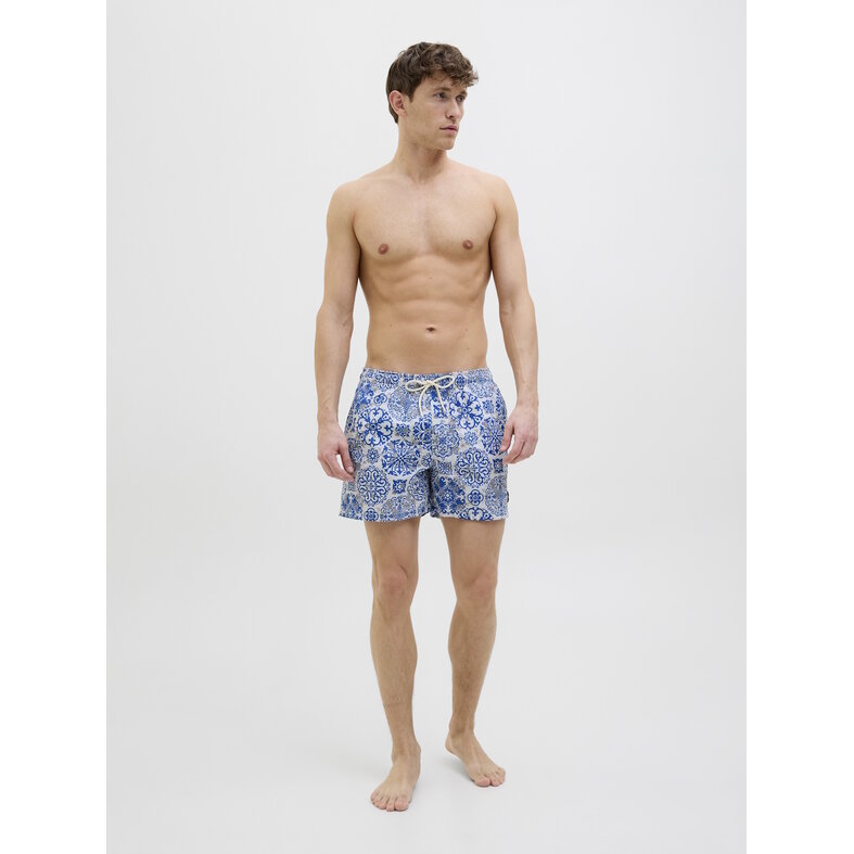 Jack & Jones Jack & Jones Heren Zwemshort JPSTMAUI MATURE Azulejo Print Wit/Blauw