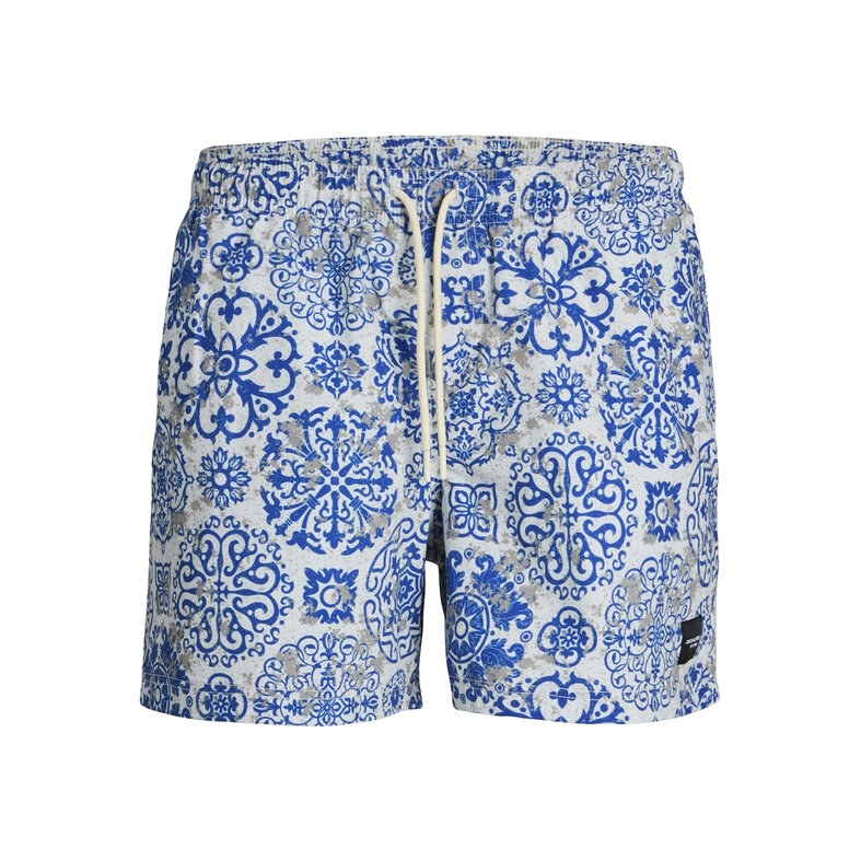Jack & Jones Jack & Jones Heren Zwemshort JPSTMAUI MATURE Azulejo Print Wit/Blauw