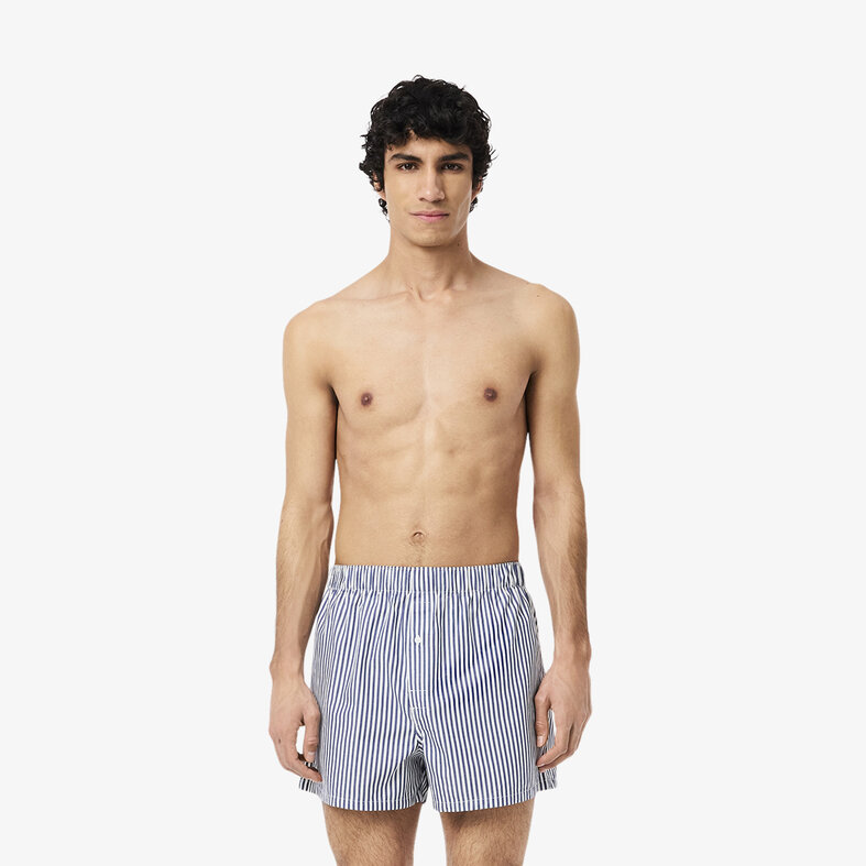 Lacoste Lacoste Heren Wijde Boxershorts Katoen 3-Pack Blauw/Donkerblauw