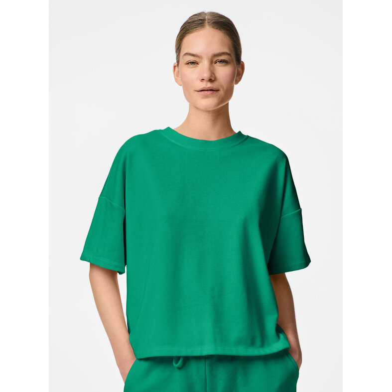 PIECES Pieces Ladies T-shirt PCCHILLI Sweatshirt Round Neck Plain Green