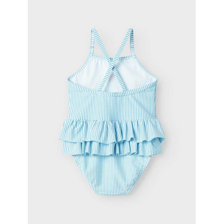 Name It Name It Meisjes Badpak NMFZAMMER Gestreept Lieveheersbeestjes Print Lichtblauw