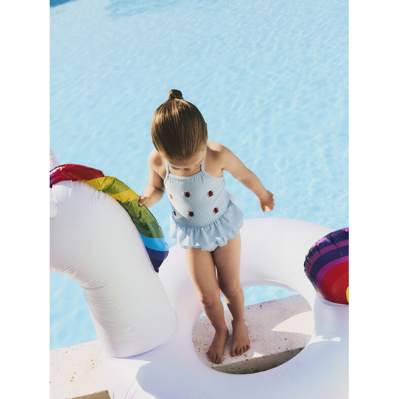 Name It Name It Meisjes Badpak NMFZAMMER Gestreept Lieveheersbeestjes Print Lichtblauw