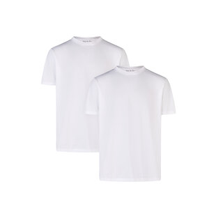 Phil & Co Heren Ondershirt Katoen T-shirt Ronde Hals 2-Pack Wit