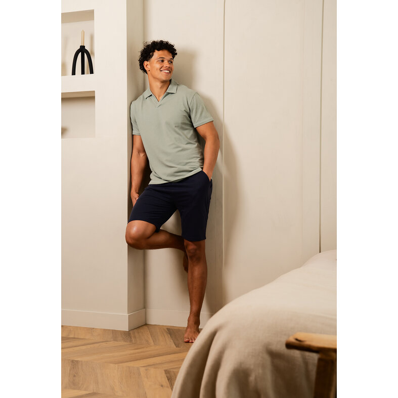 Phil & Co Phil & Co Men's Short Pajama Set Shortama Terry Terry Green/Blue