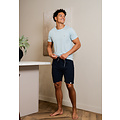 Phil & Co Phil & Co Heren Korte Pyjama Lounge Set Shortama Lichtblauw/Donkerblauw