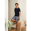 Phil & Co Phil & Co Heren Korte Pyjama Lounge Set Shortama Donkerblauw