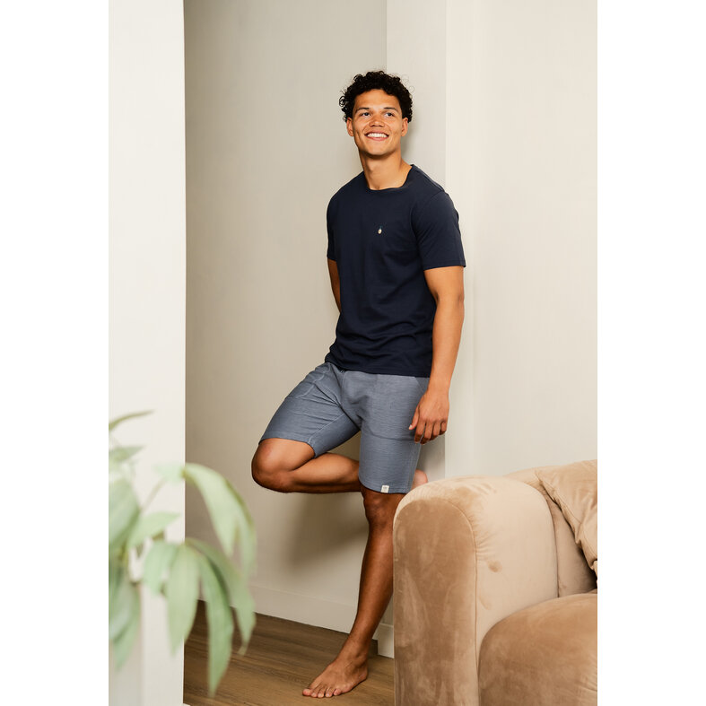 Phil & Co Phil & Co Men's Short Pyjamas Lounge Set Shortama Dark Blue