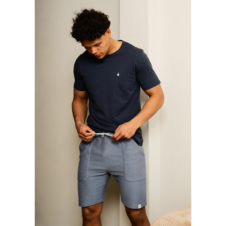 Phil & Co Phil & Co Heren Korte Pyjama Lounge Set Shortama Donkerblauw
