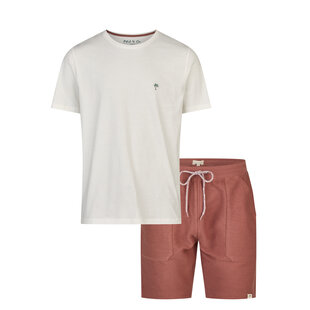 Phil & Co Men's Short Pyjamas Lounge Set Shortama White/Red
