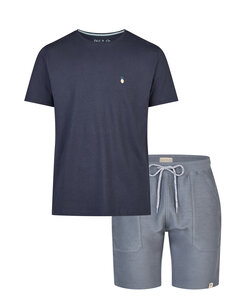 Phil & Co Heren Korte Pyjama Lounge Set Shortama Donkerblauw