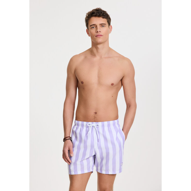 Shiwi Shiwi Heren Zwemshort Broad Stripe Paars/Wit