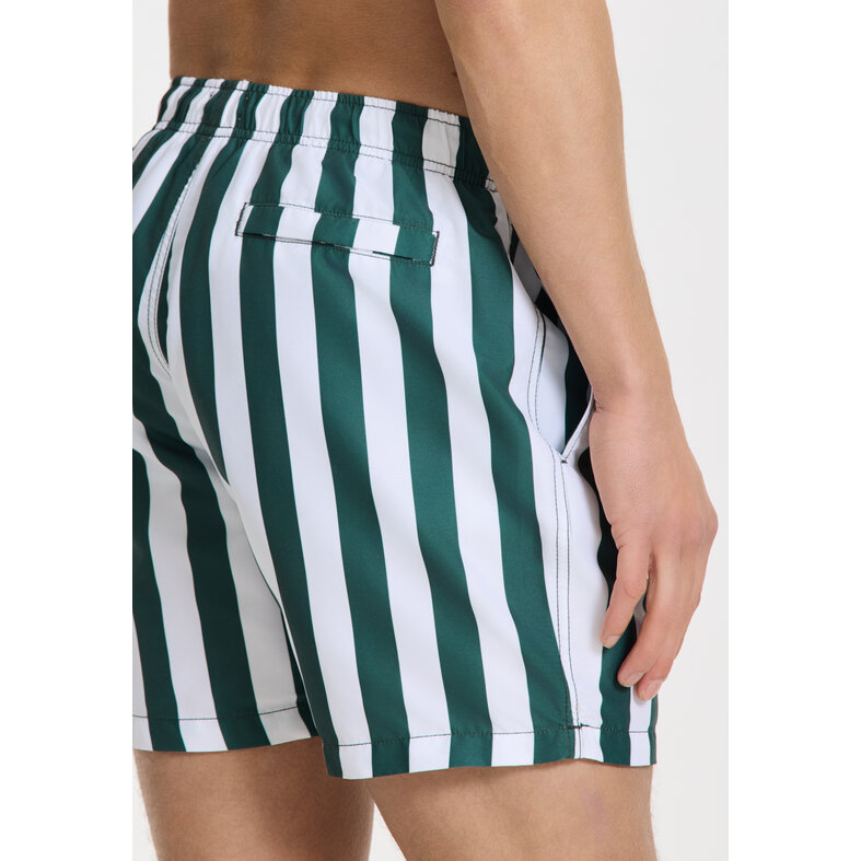 Shiwi Shiwi Heren Zwemshort Broad Stripe Donkergroen/Wit