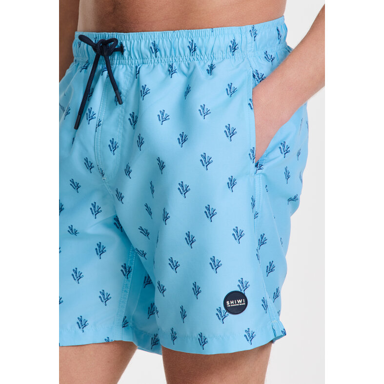 Shiwi Shiwi Men's Swim Short MIKE 7" Coral Print Light Blue