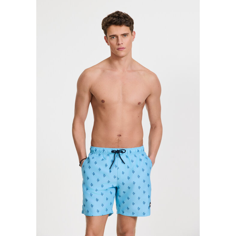 Shiwi Shiwi Heren Zwemshort MIKE 7" Koraalprint Lichtblauw