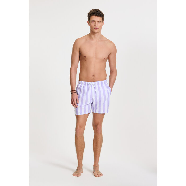 Shiwi Shiwi Heren Zwemshort Broad Stripe Paars/Wit