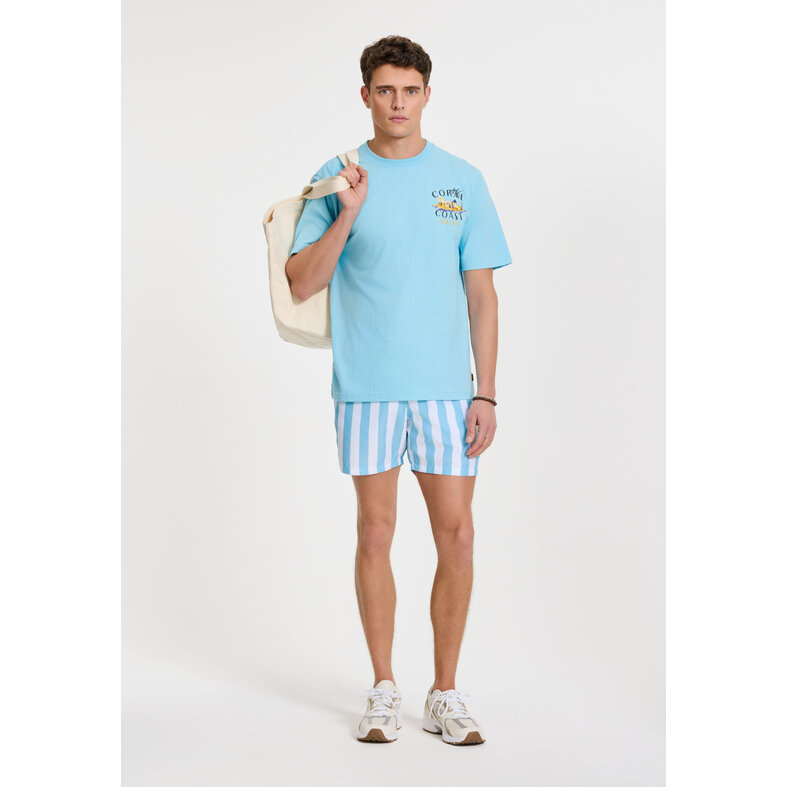 Shiwi Shiwi Heren Zwemshort Broad Stripe Lichtblauw/Wit