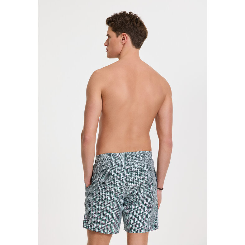 Shiwi Shiwi Heren Zwemshort MIKE 7" Doolhof Print Groen/Wit