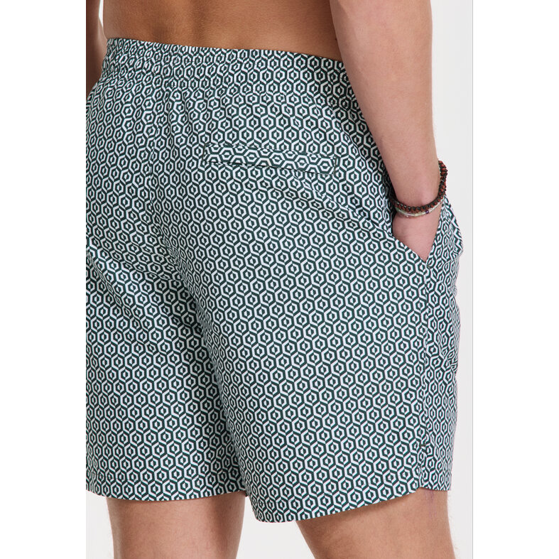 Shiwi Shiwi Men's Swim Short MIKE 7'' Maze Print Green/White
