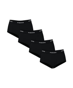 Pieces Women's Hipster PCLOGO Black 4-Pack