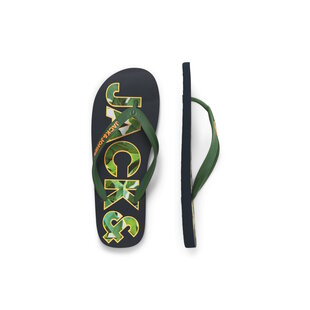 Jack & Jones Men's Flip Flops JFWLOGO Palm Print Dark Blue/Green