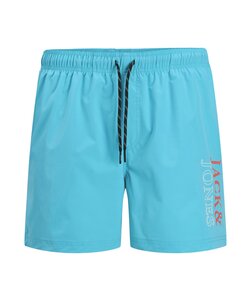 Jack & Jones Heren Zwemshort JPSTMAUI Double Logo Effen Turquoise