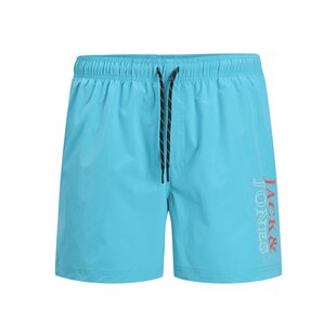 Jack & Jones Men's Swim Short JPSTMAUI Double Logo Solid Turquoise