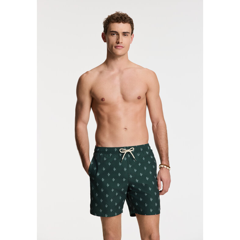 Shiwi Shiwi Men's Swim Short MIKE 7" Coral Print Dark Green