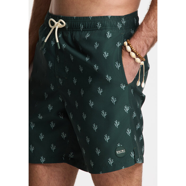 Shiwi Shiwi Heren Zwemshort MIKE 7" Koraalprint Donkergroen