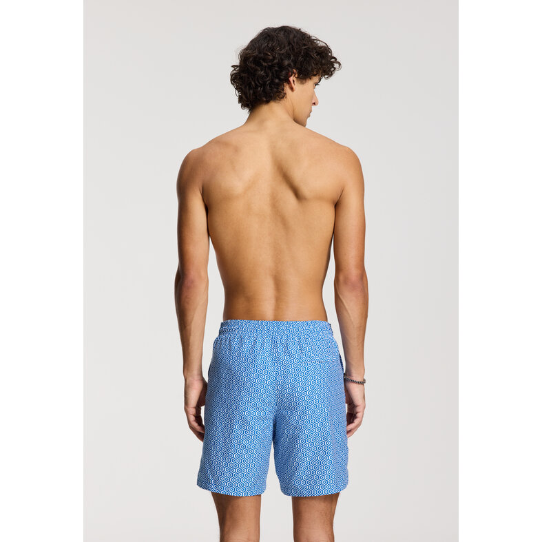 Shiwi Shiwi Heren Zwemshort MIKE 7" Doolhof Print Blauw/Wit
