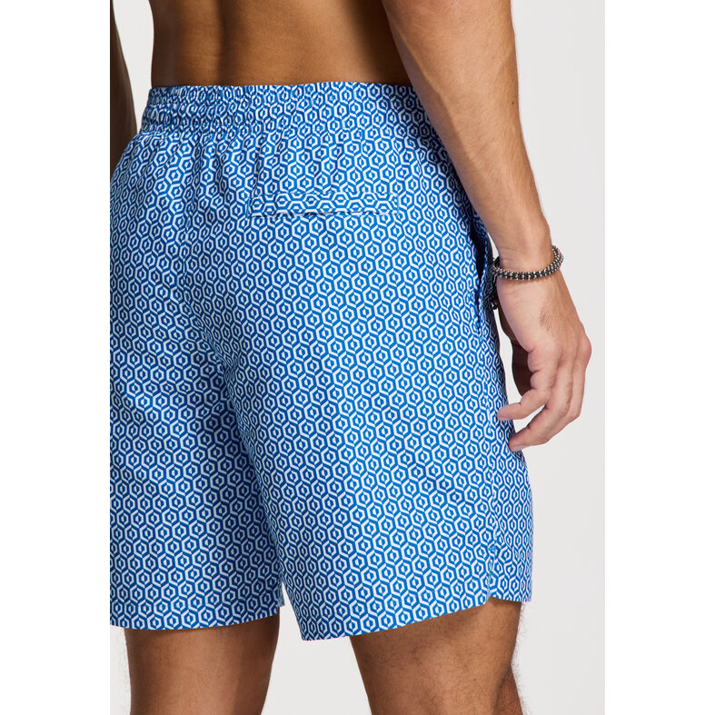 Shiwi Shiwi Heren Zwemshort MIKE 7" Doolhof Print Blauw/Wit