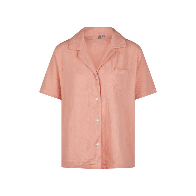 By Louise By Louise Dames Korte Pyjama Set Mousseline Shortama Roze