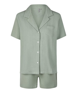 By Louise Ladies Short Pajama Set Mousseline Shortama Green