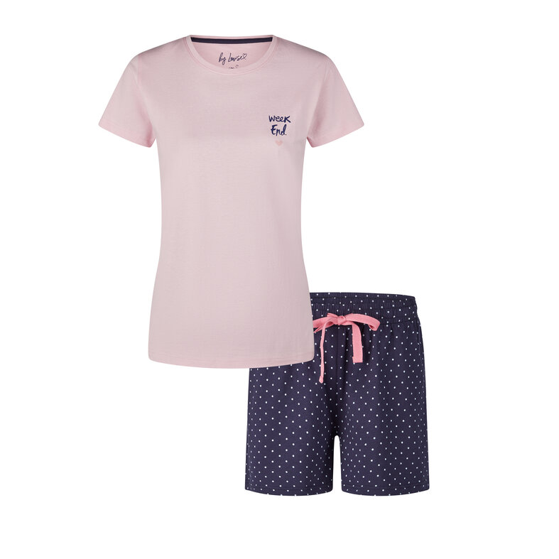 By Louise By Louise Ladies Short Pajama Set Shortama Pink Weekend