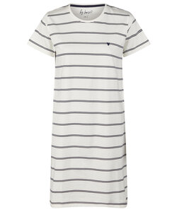By Louise Ladies Nightshirt Short Sleeve Off-White Striped