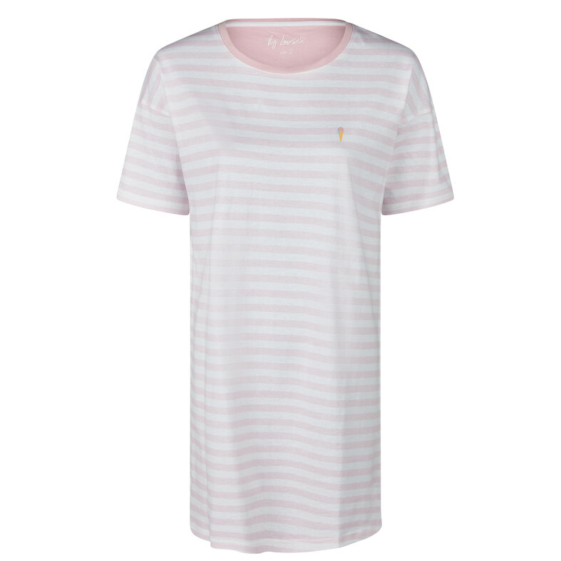 By Louise By Louise Dames Nachthemd Korte Mouw Roze Gestreept